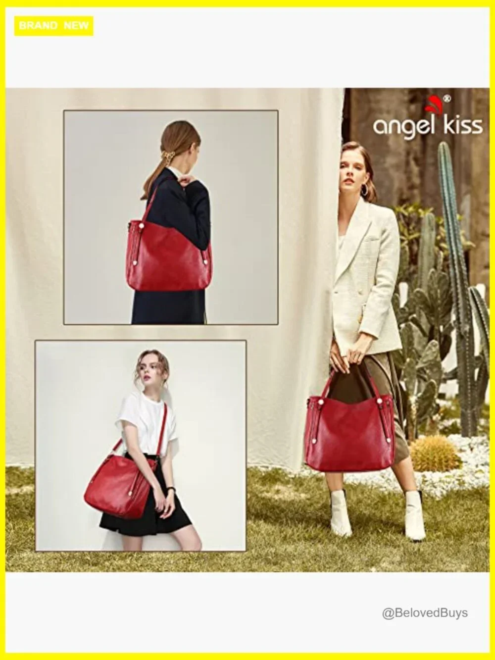 Large Hobo Handbag Vegan Leather Crossbody Tote Shoulder Bag with Pockets